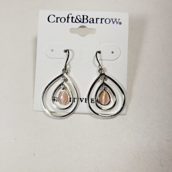 Croft & Barrow Silver tone Double Hoop Blush Pink 1.5"  Earrings - 2/$30 Jewelry - Picture 6 of 7